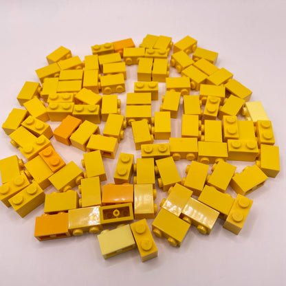 LEGO Bricks, 1x2, Mixed Yellow, Approx. 75g