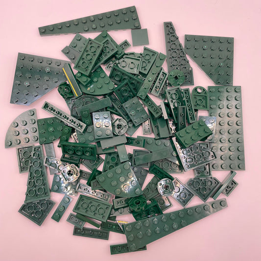 LEGO Dark Green, Plates and Tiles, Approx. 100g