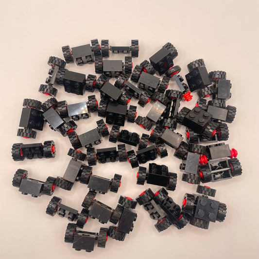 LEGO  Vintage Wheels on Black, Rusty, Approx.150g