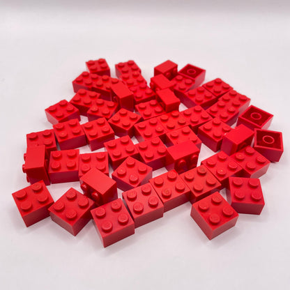 LEGO Bricks, 2x2, Red, 50 Pieces