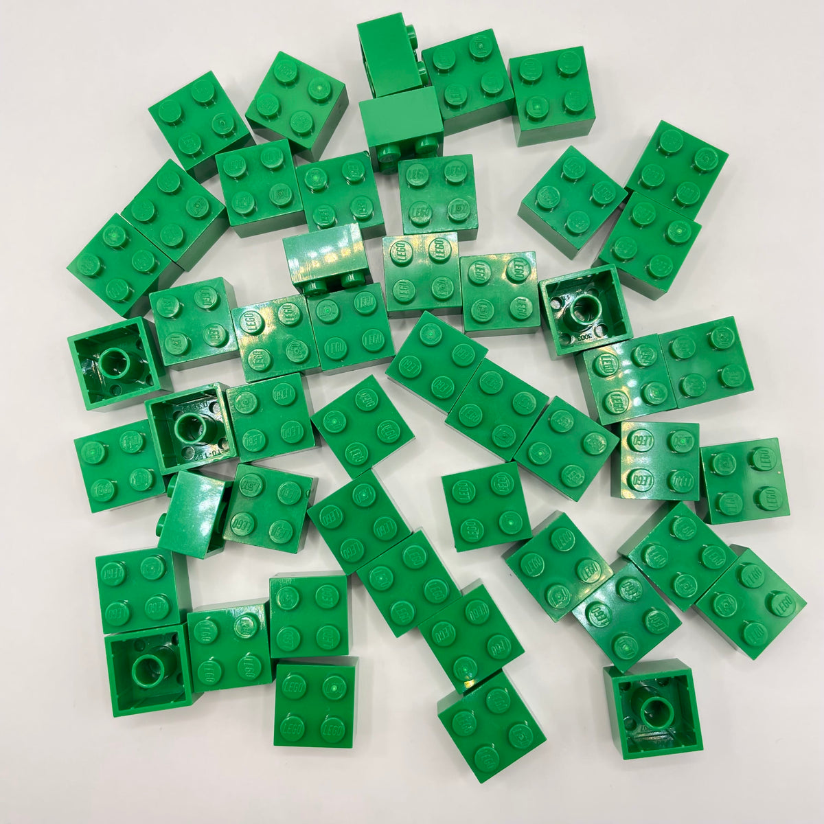 LEGO Bricks, 2x2, Green, 50 Pieces