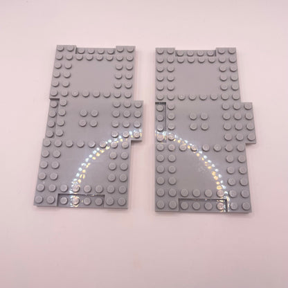 LEGO 8x16 Modified Plates, Light Bluish Grey, 2 Pieces,