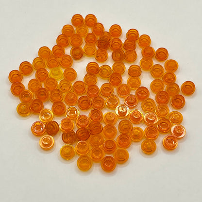 LEGO 1x1 Round Trans-Orange, Plate Transparent (100 Pieces)