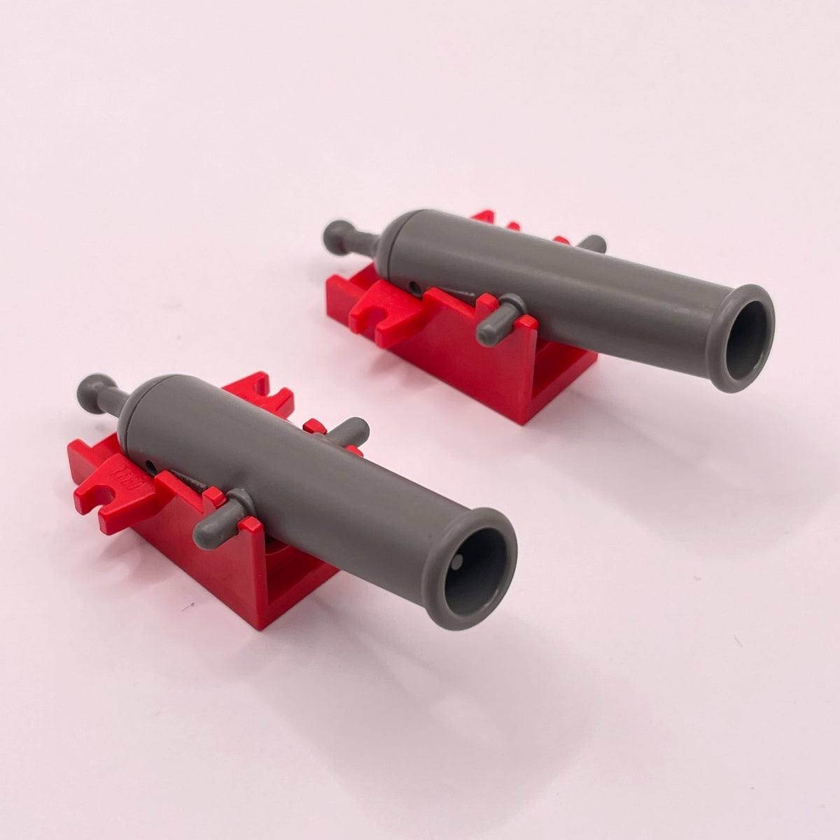 LEGO Cannons with Base, Old Dark Grey and Red, Minifigure Accessories, 2 Pieces