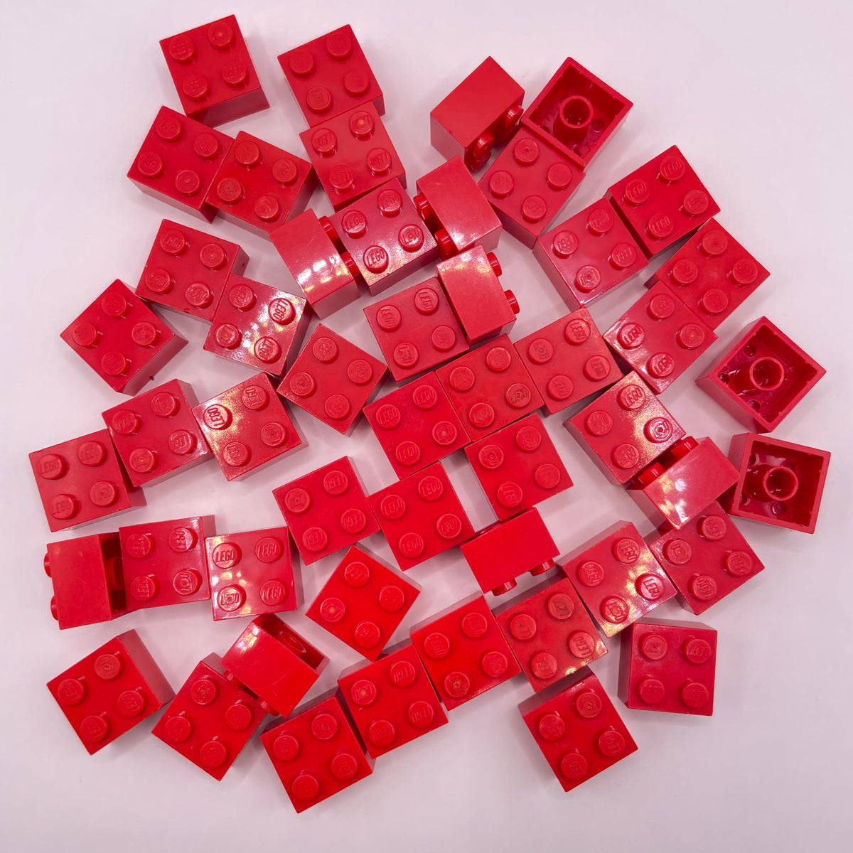 LEGO Bricks, 2x2, Red, 50 Pieces