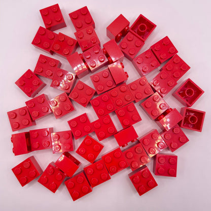 LEGO Bricks, 2x2, Red, 50 Pieces