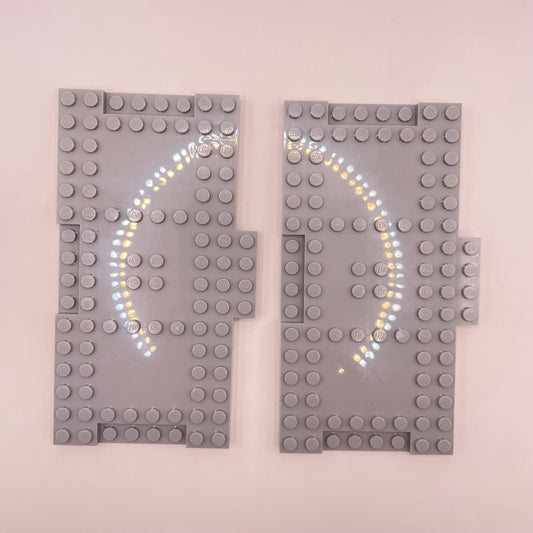 LEGO 8x16 Modified Plates, Light Bluish Grey, 2 Pieces,
