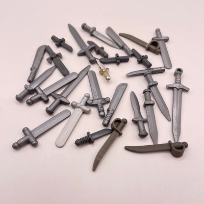 LEGO Mixed Greys, Sword, Castle, Minifigure, 25 Pieces,