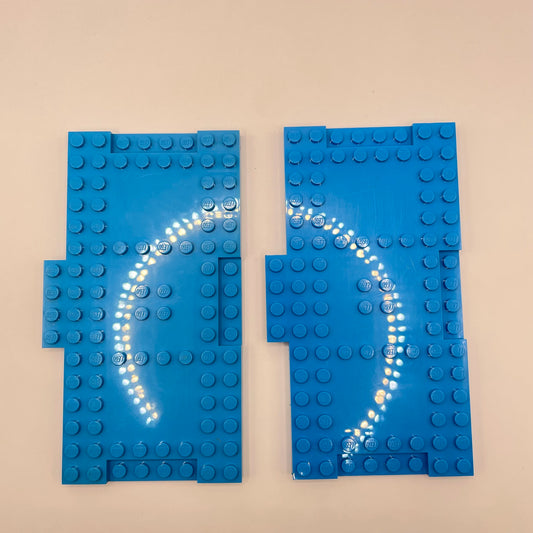 LEGO 8x16 Modified Plates, Dark Azure, 2 Pieces,