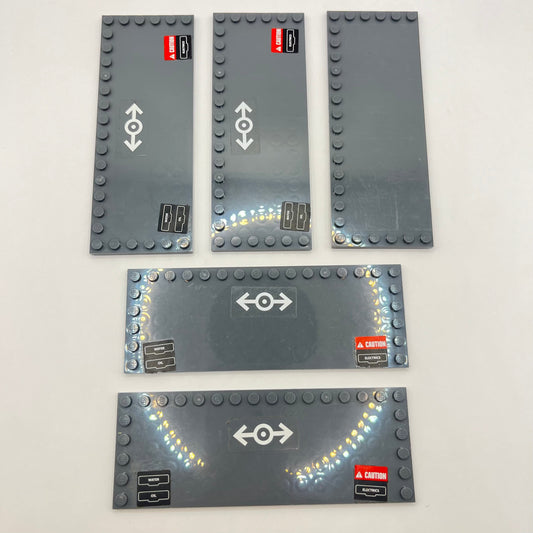 LEGO Modified Plates 6x16, Dark Bluish Grey, 5 pieces, worn stickers