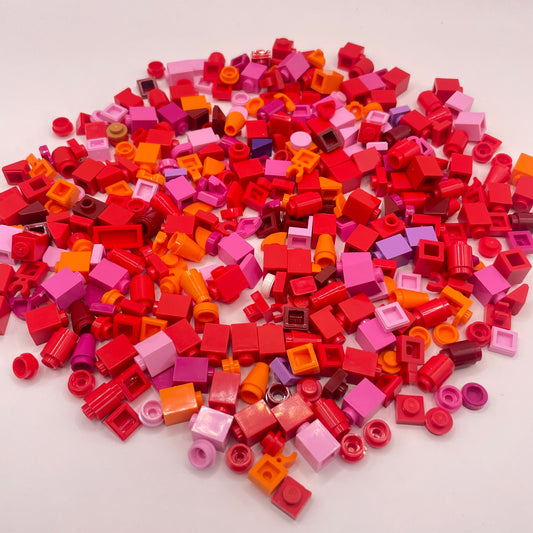 LEGO Greebling, Pinks and Red, Approx. 85g