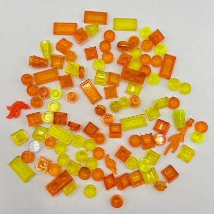 LEGO Yellow and Orange Transparent, Mixed Pieces, (100 Pieces)