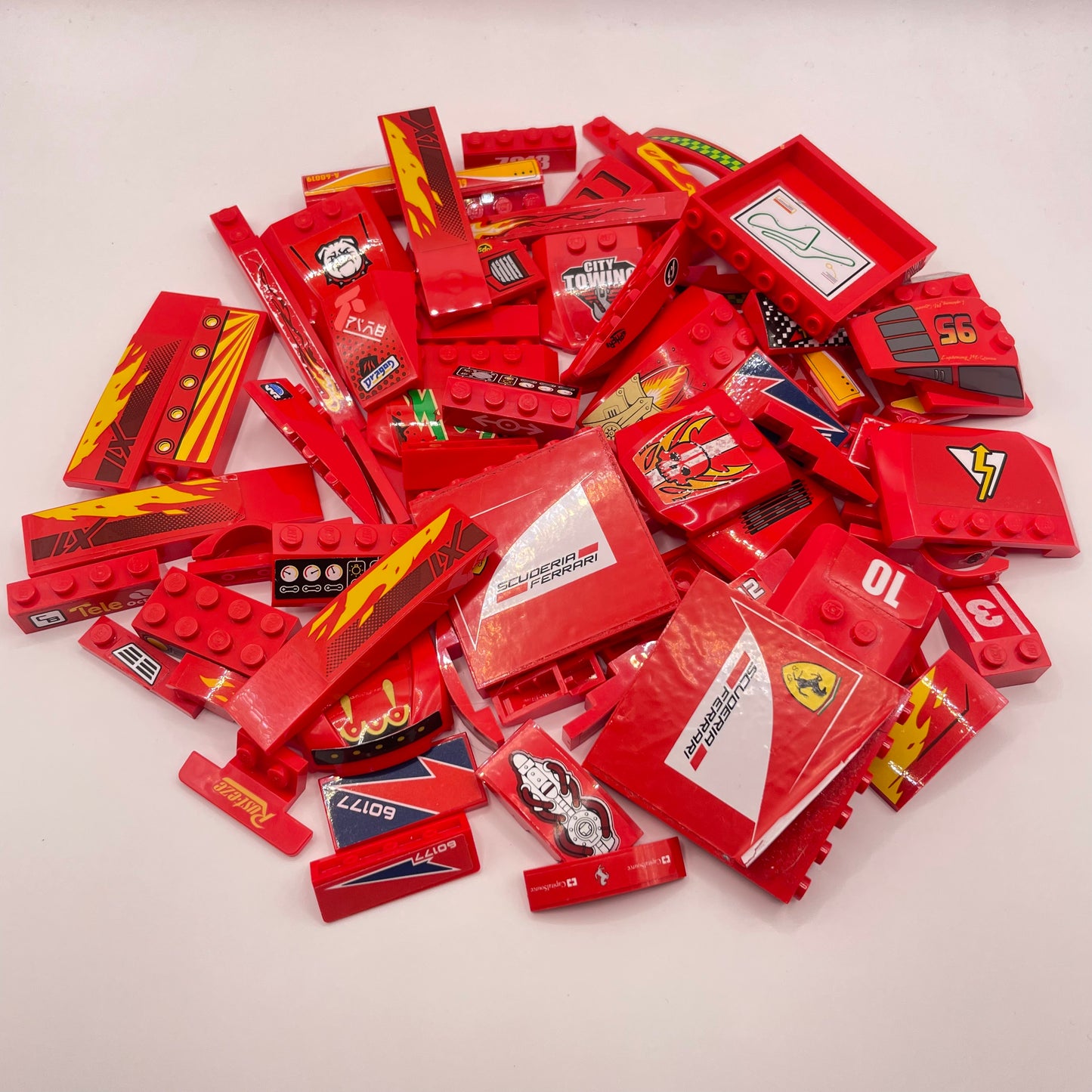 LEGO  Stickered Pieces,  Red, Vehicle, Approx. 140g
