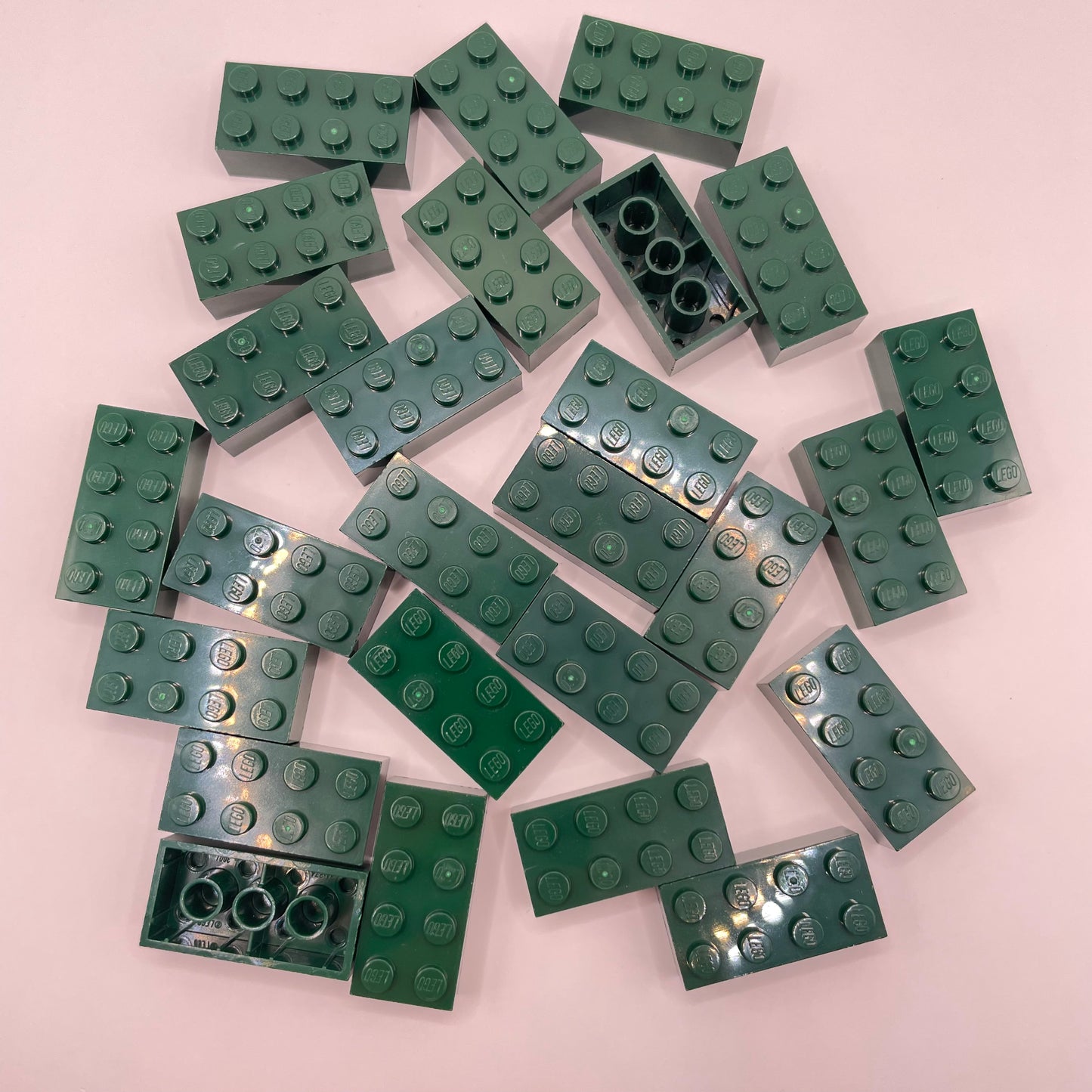 LEGO 2 x 4 Bricks, Dark Green, 25 Pieces