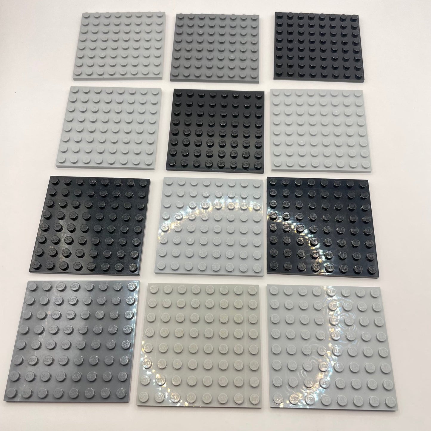 LEGO Plates 8x8, Mixed Grey and Black, 12 Pieces, Habitat