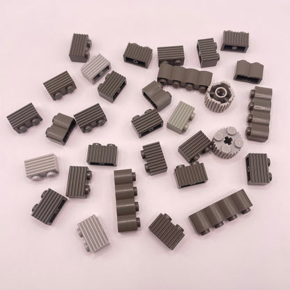 LEGO  Textured Bricks, Mixed Old Grey, 30 Pieces