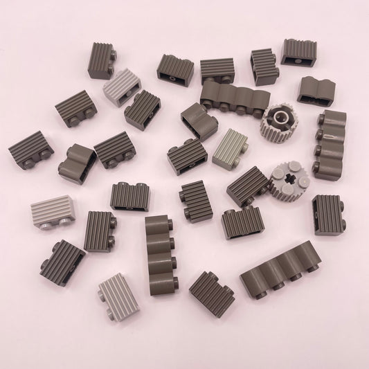 LEGO  Textured Bricks, Mixed Old Grey, 30 Pieces