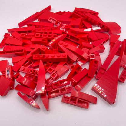 LEGO Red,  Mixed Skinny Tall Slopes, Approx. 110g