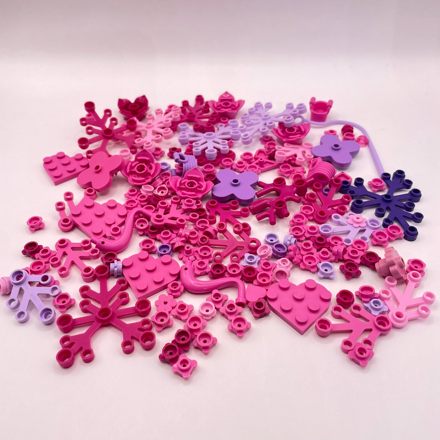 LEGO Leaves, Flowers, Hearts, Mixed Pink and Purple, Approx. 45g