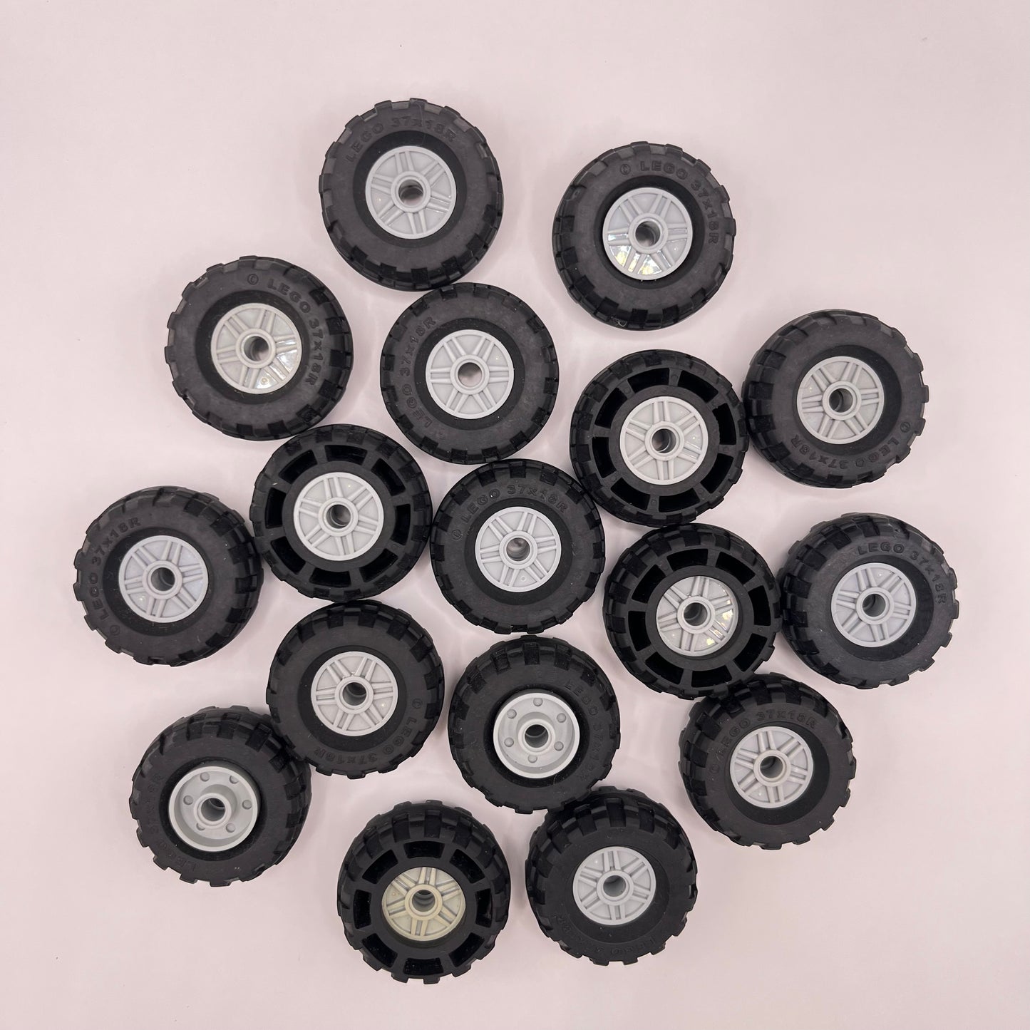 LEGO Wheels, 37x18R, Light Bluish Grey, Vehicle Pieces, Approx. 180g