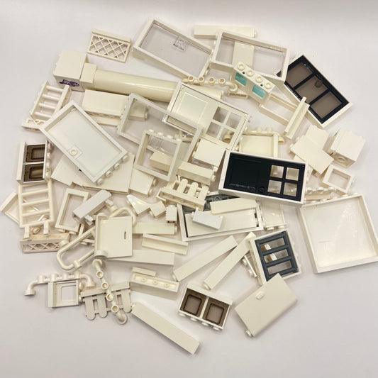 LEGO White, Mixed Building, Approx. 150g, some colour faded