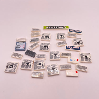 LEGO Prints and Stickers, Newspaper/News Agent Accessories, Mixed Pieces, 30,Pieces