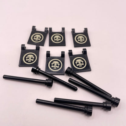 LEGO Skull Flags / Poles, 12 Pieces