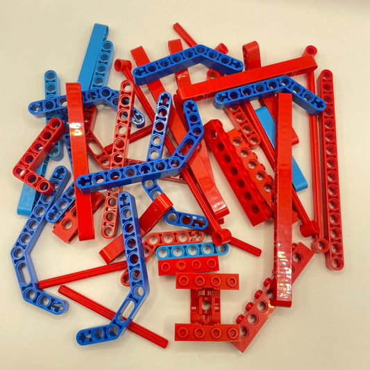 LEGO Lift Arms and Technic Bricks, Red and Blue, Technic, Approx. 100g