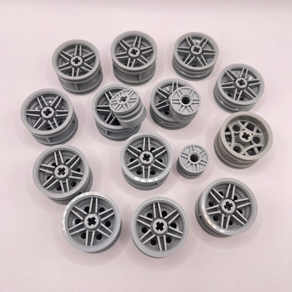 LEGO Wheel Hubs, Light Bluish Grey, Vehicle Pieces, Approx. 70g