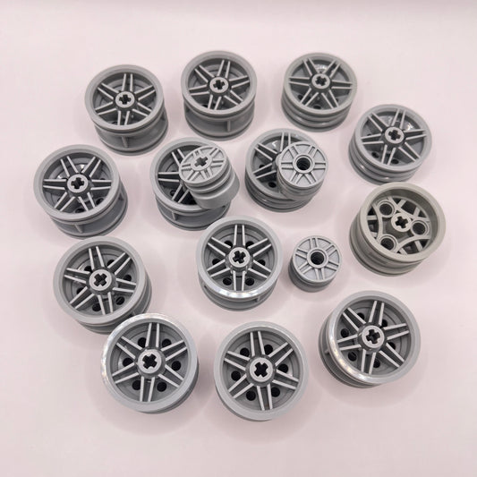 LEGO Wheel Hubs, Light Bluish Grey, Vehicle Pieces, Approx. 70g