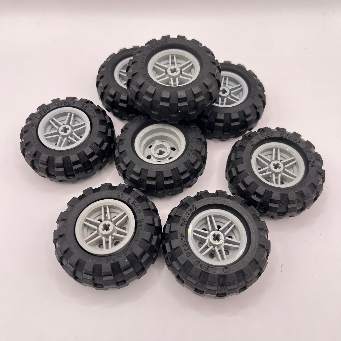 LEGO Wheels, 56x26, Light Bluish Grey Hubs, Vehicle Pieces, 8 Pieces