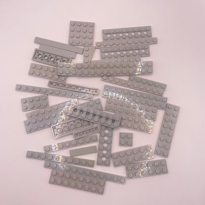 LEGO Small Plates, Old Light Grey, Approx. 50g