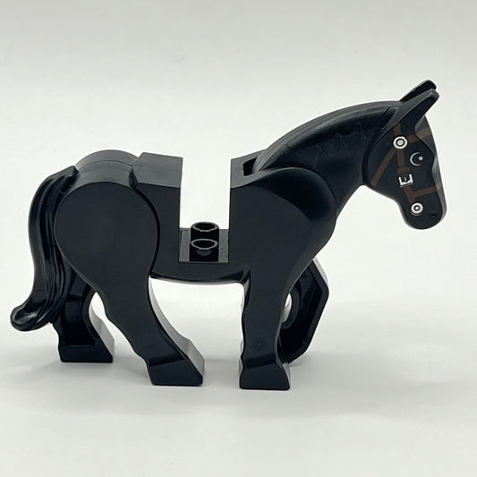 LEGO Black Horse Movable Head and Legs, White Pupils, 1 Piece
