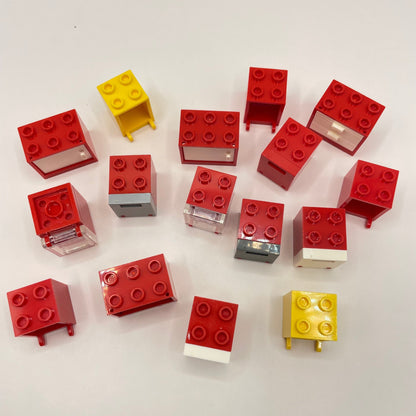 LEGO Cupboards, Drawers, Building, Red and Yellow, 15 Pieces