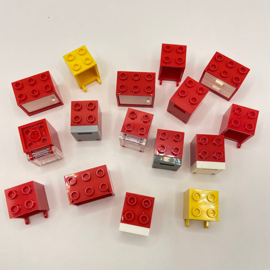 LEGO Cupboards, Drawers, Building, Red and Yellow, 15 Pieces