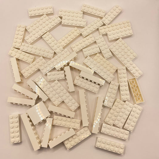 LEGO Bricks 2x Wide, Medium, White, Approx. 200g