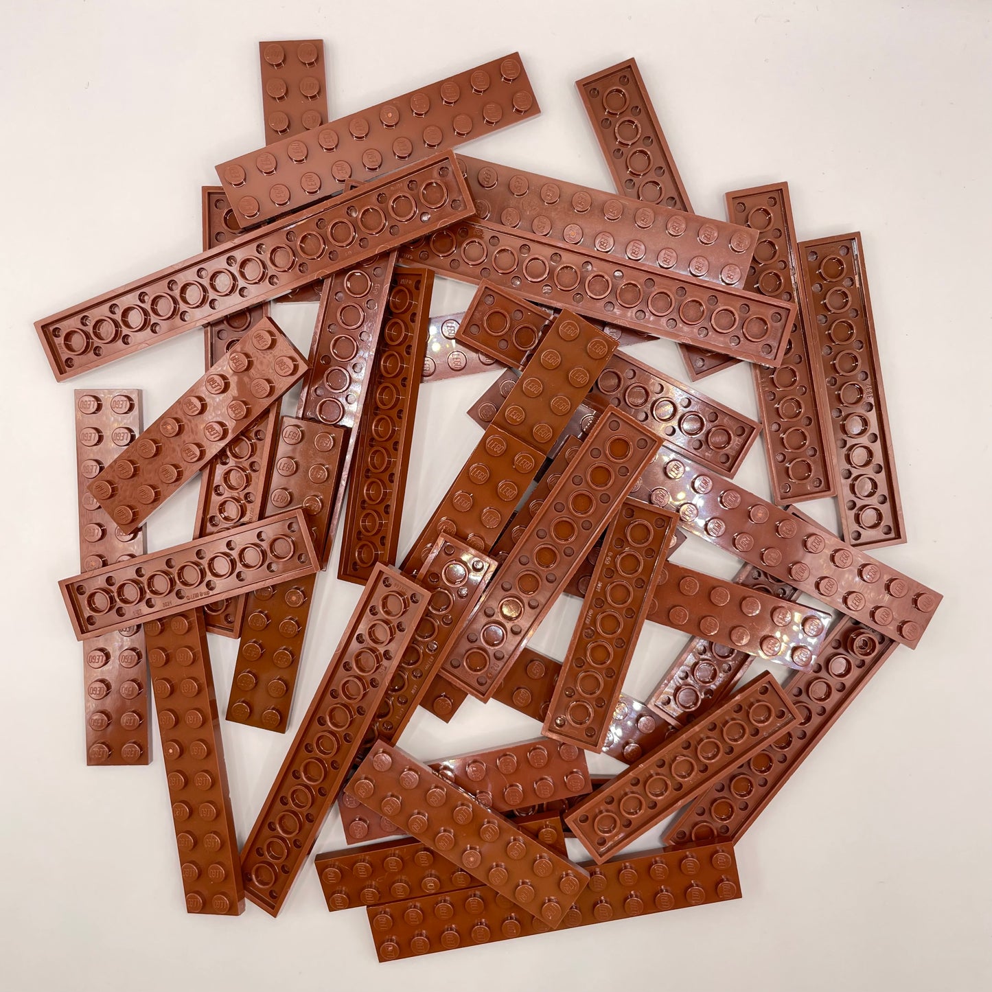 LEGO Plates, 2x Wide Long, Reddish Brown, Approx. 105g