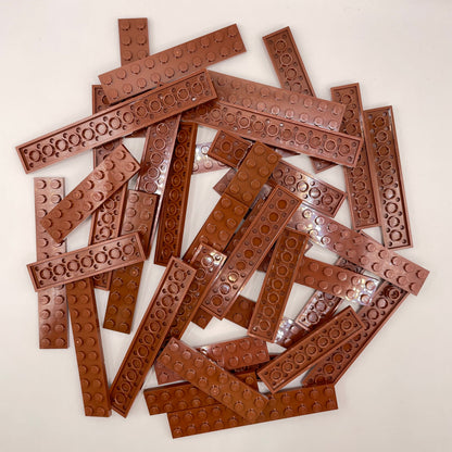 LEGO Plates, 2x Wide Long, Reddish Brown, Approx. 105g