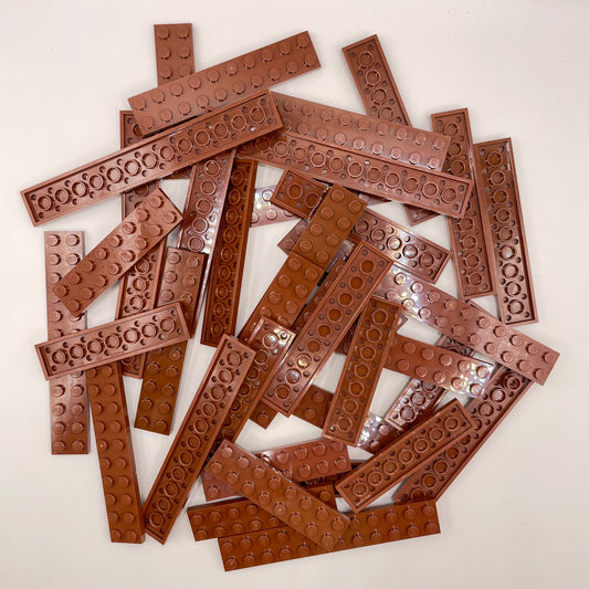 LEGO Plates, 2x Wide Long, Reddish Brown, Approx. 105g