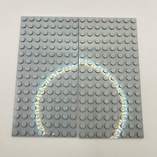LEGO 8x16 Plates, Light Bluish Grey, 2 Pieces,