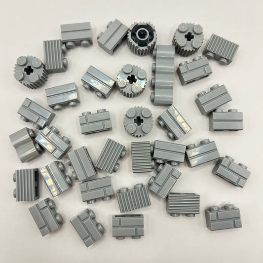 LEGO Light Bluish Grey, Textured Bricks, 35 Pieces