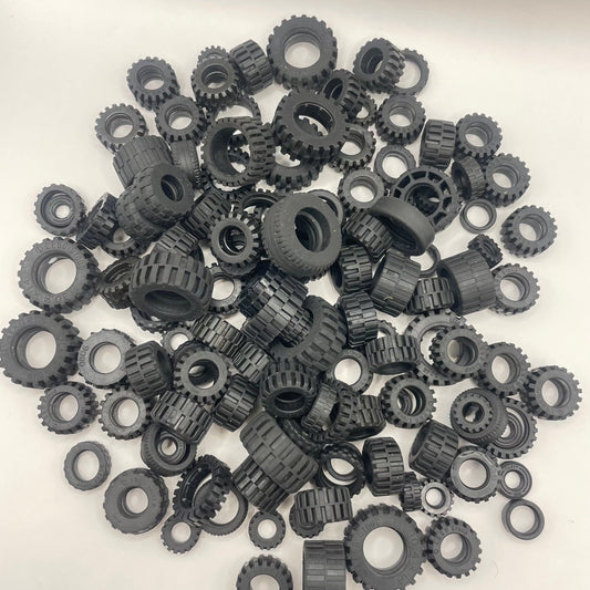 LEGO Small and Medium Tyres, Approx. 250g GBC