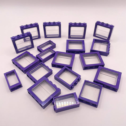 LEGO Windows Building Pieces, Dark Purple, Approx. 50g