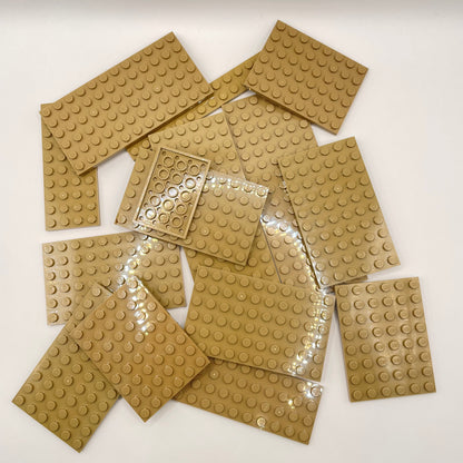 LEGO Medium Plates, Dark Tan, Approx. 110g