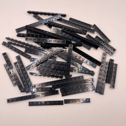 LEGO Long, 1x Plates, Black, Approx. 75g