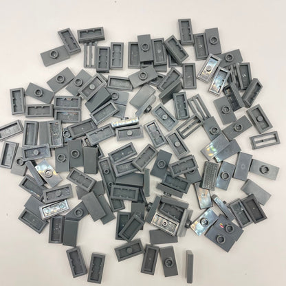 LEGO Dark Bluish Grey, 1x2 Tiles, Approx. 35g