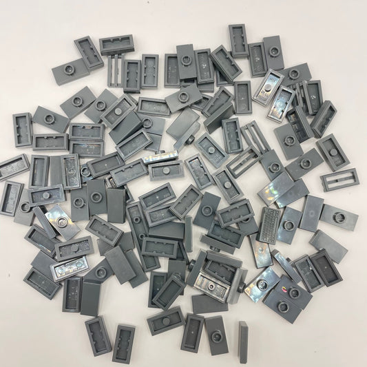 LEGO Dark Bluish Grey, 1x2 Tiles, Approx. 35g