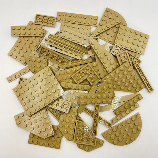 LEGO Medium Plates, Dark Tan, Approx. 100g