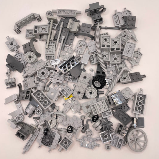 LEGO Vehicle Pieces, Mixed Bluish Grey, Approx. 140g