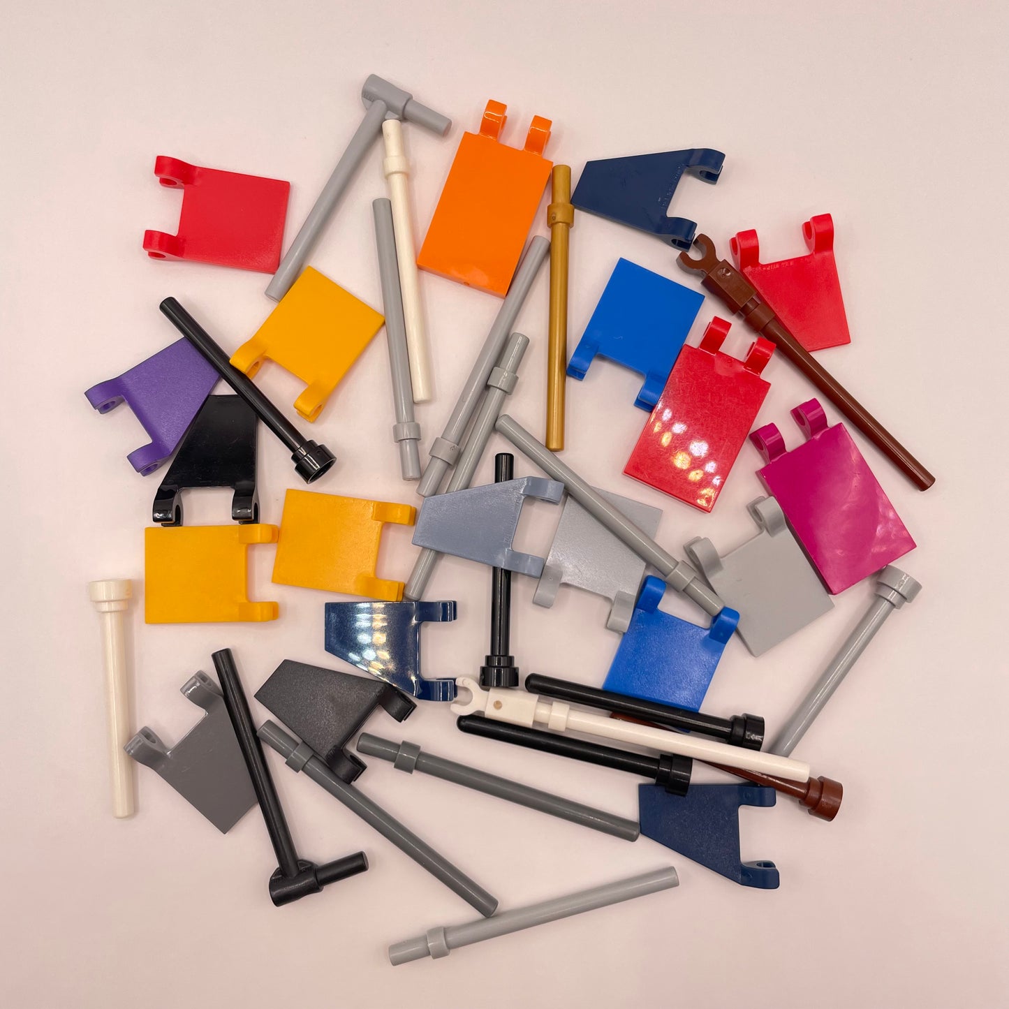 LEGO Plain Colourful Flags / Poles, 40 Pieces
